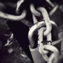 Lock and chain in black and white